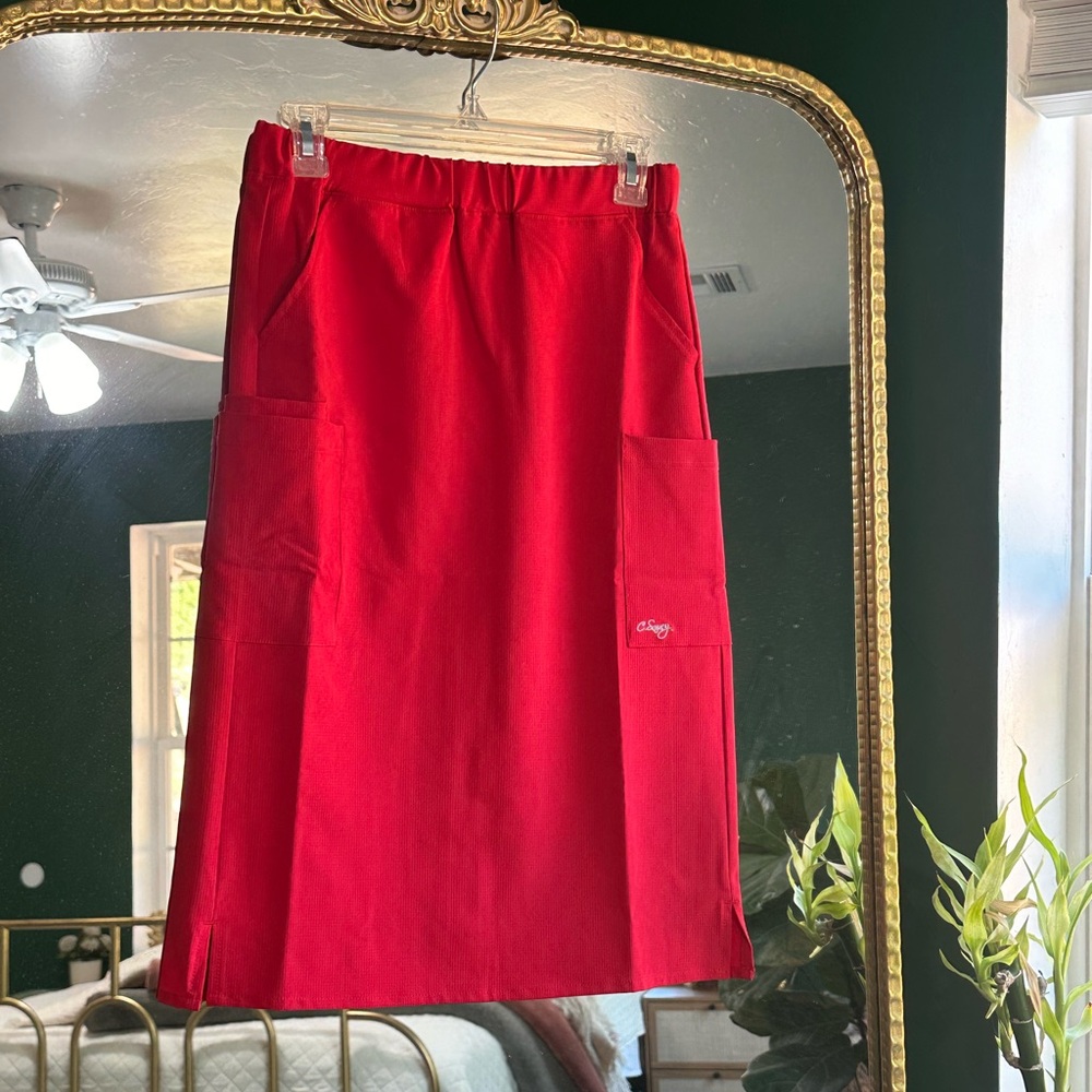 C. Saucy Scrub Skirt in Red